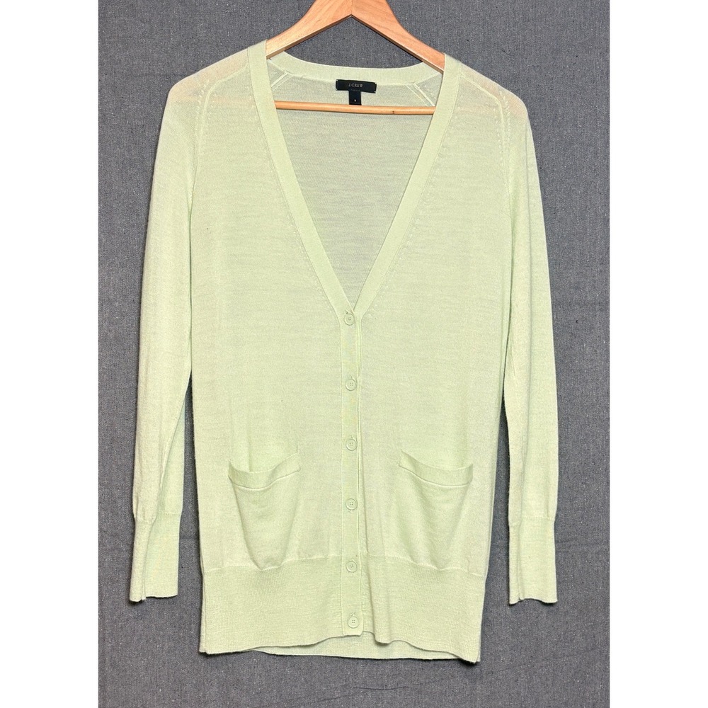 J.Crew Womens Mint Green 100% Merino Wool V-Neck Button Front Cardigan Sweater S